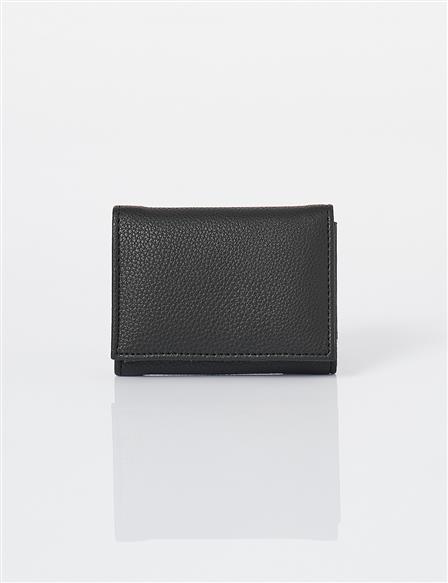 Artificial Leather Square Form Wallet Black