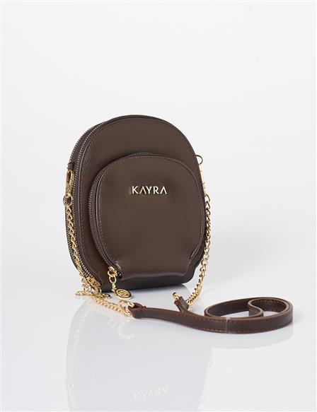 Chain Strap Round Form Bag Bitter Coffee