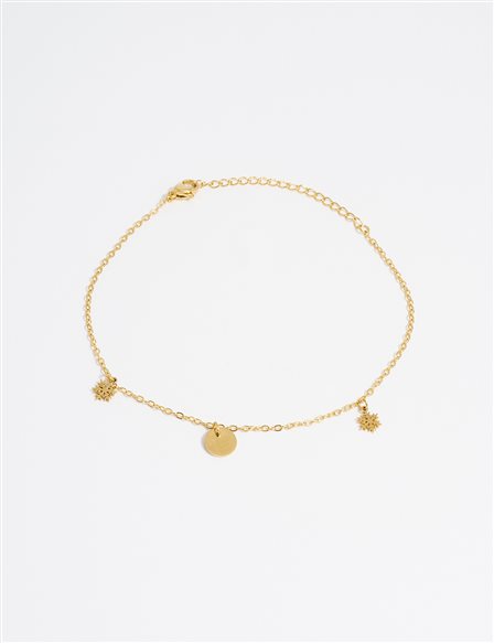 Gold Anklet with Snowflake Figurine