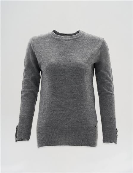 Crew Neck Knitted Blouse in Anthracite