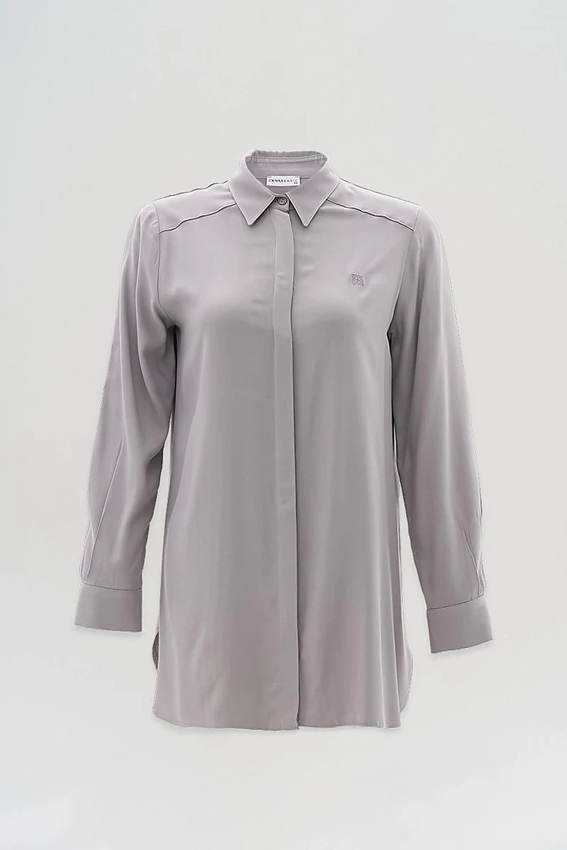 100% Viscose Basic Tunic Light Grey