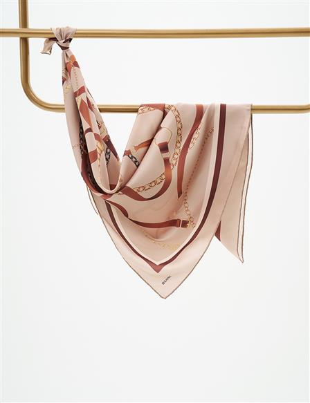 Chain Pattern Scarf Beige