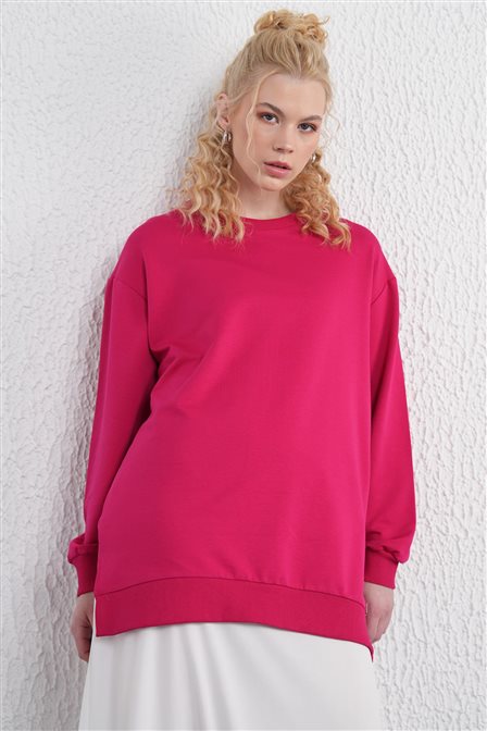 Crew Collar Sweatshirt Fuchsia