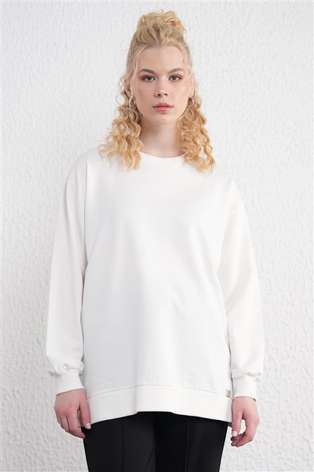 Crew Neck Sweatshirt Ecru