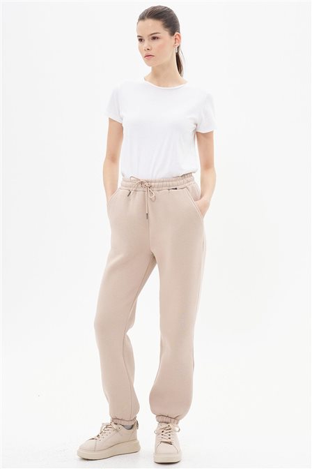 Elastic Waist Jogger Pants Stone