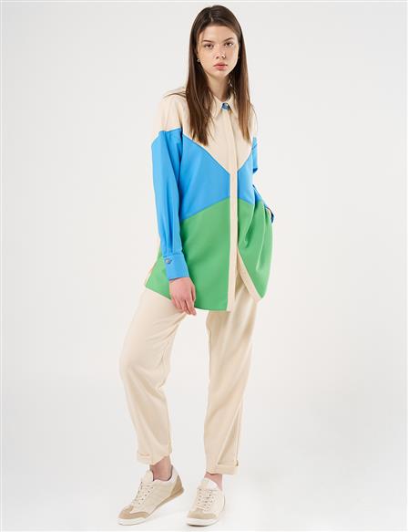 Color-Blocked Tunic Cream