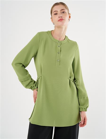Ribbed Crepe Tunic Pistachio Green