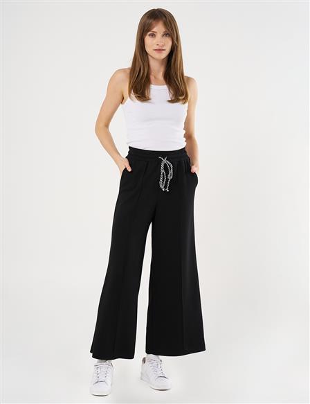 Topstitched Knit Pants - Black
