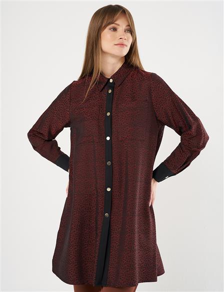 Double-Pocket Jacquard Tunic Chestnut