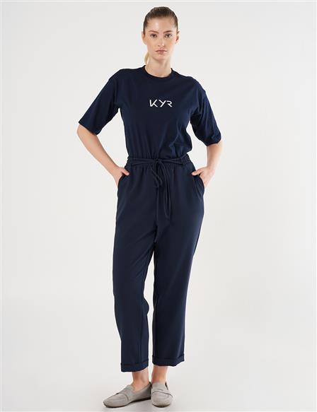 Cuffed Tapered Pants Dark Navy