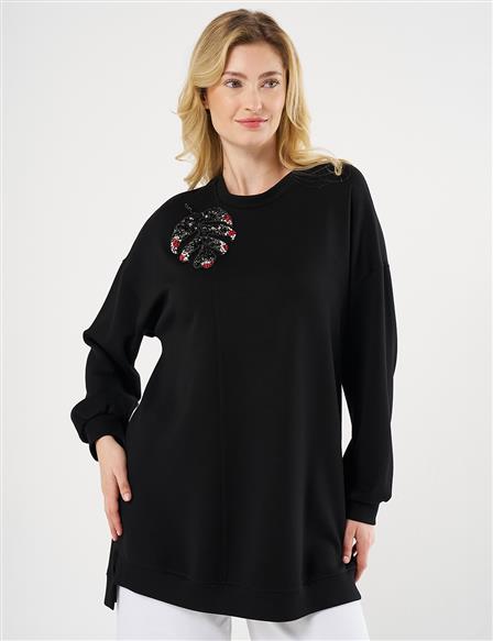 Embroidered Scuba Sweatshirt Black