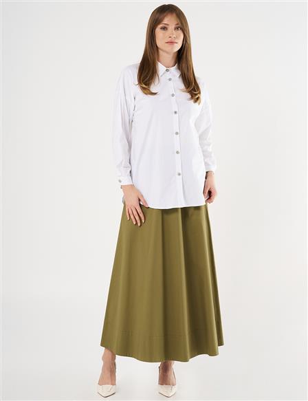 Lace-Up Back Cotton Tunic in Optic White