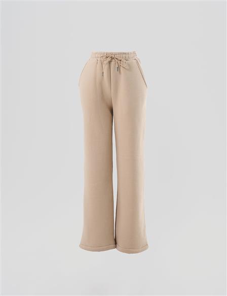 Elastic Waist Laced Pants Stone