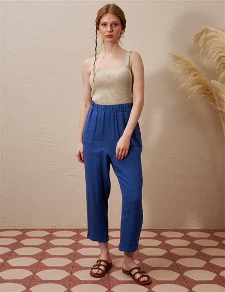 Carrot Fit Muslin Pants Indigo
