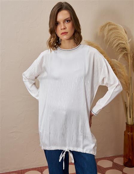 Abstract Pattern Knit Tunic Ecru