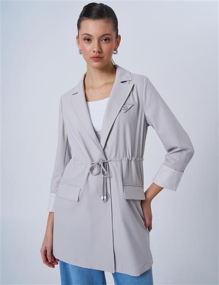 Waist-Detail Basic Jacket Grey 