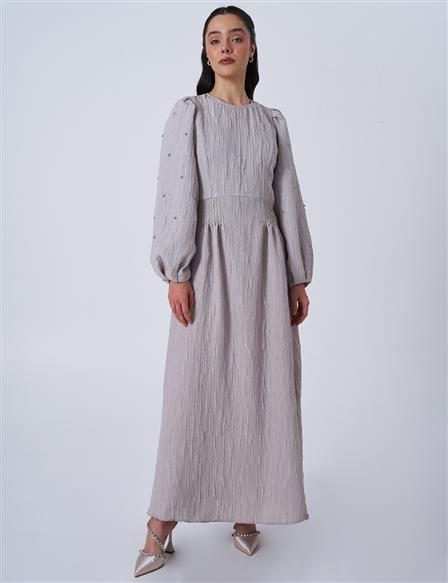 Stone-Embellished Jacquard Dress Stone 