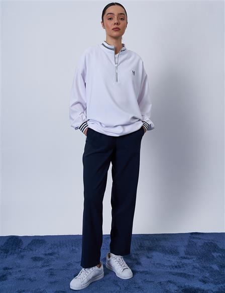 Zipper Closure Two-Piece Set Optic White