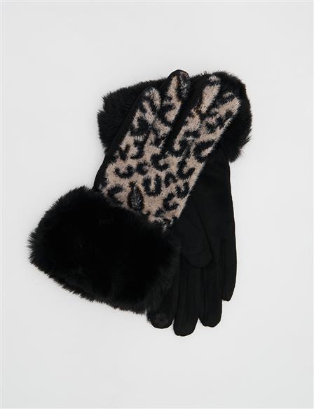 Leopard Print Gloves Beige
