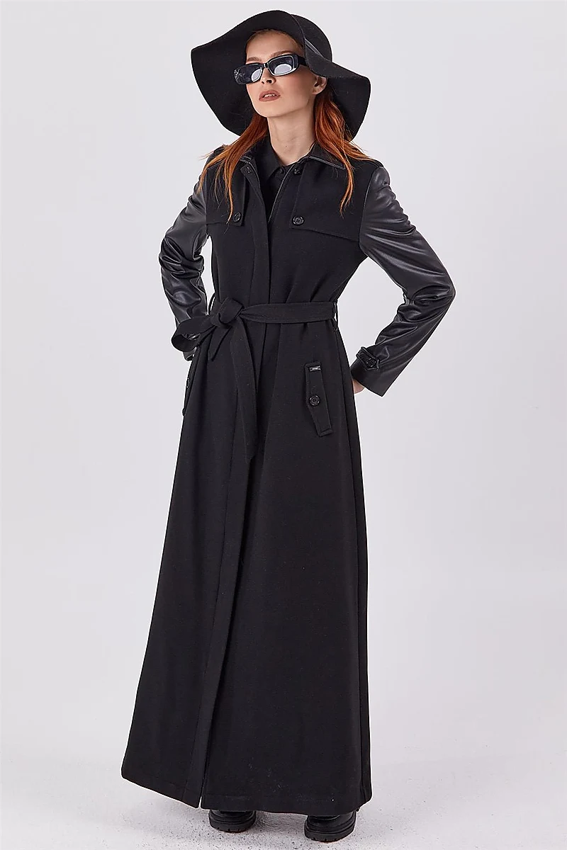 Belted Wool Coat Black