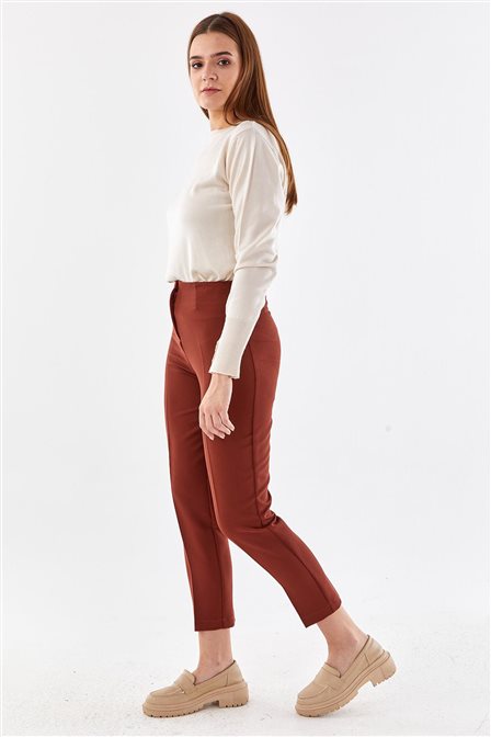 Ironed Crease Skinny Pants Terracotta
