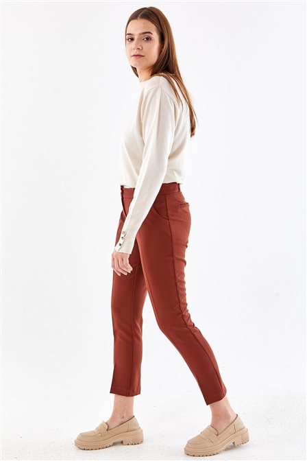 High-Waisted Skinny Pants Terracotta