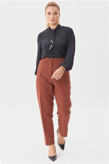 Ironed Crease Slim Fit Pants Terracotta