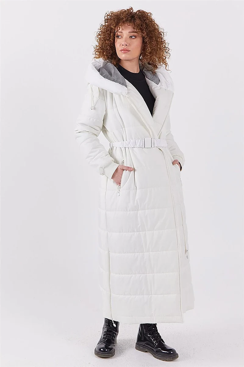 Side Zippered Anorak Coat Optic White