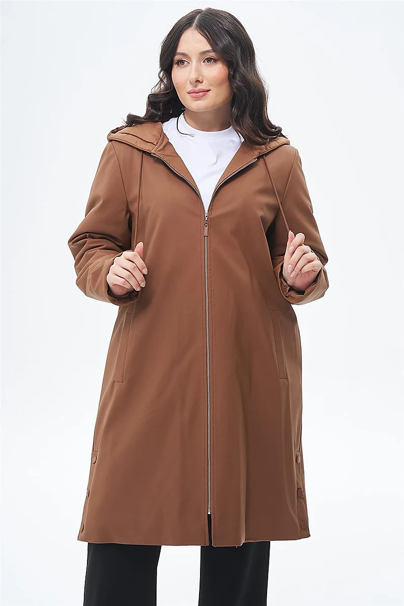 Drawstring Detail Coat Camel
