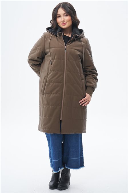 Detachable Hooded Anorak Coat Mink