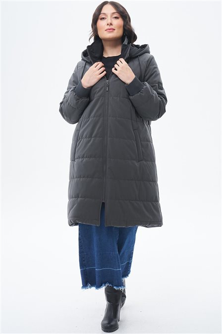 Detachable Hooded Anorak Coat Anthracite 
