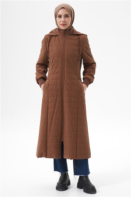 Removable Hooded Anorak Coat Camel
