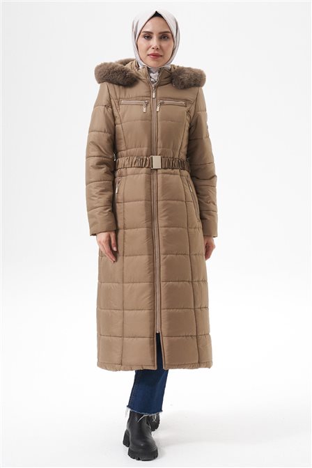 Fermuar Detaylı Anorak Mont Bej 