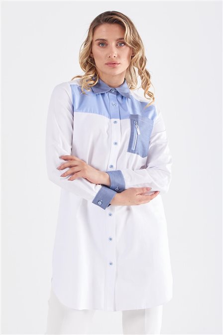 Zipper-Detail Tunic Optical White