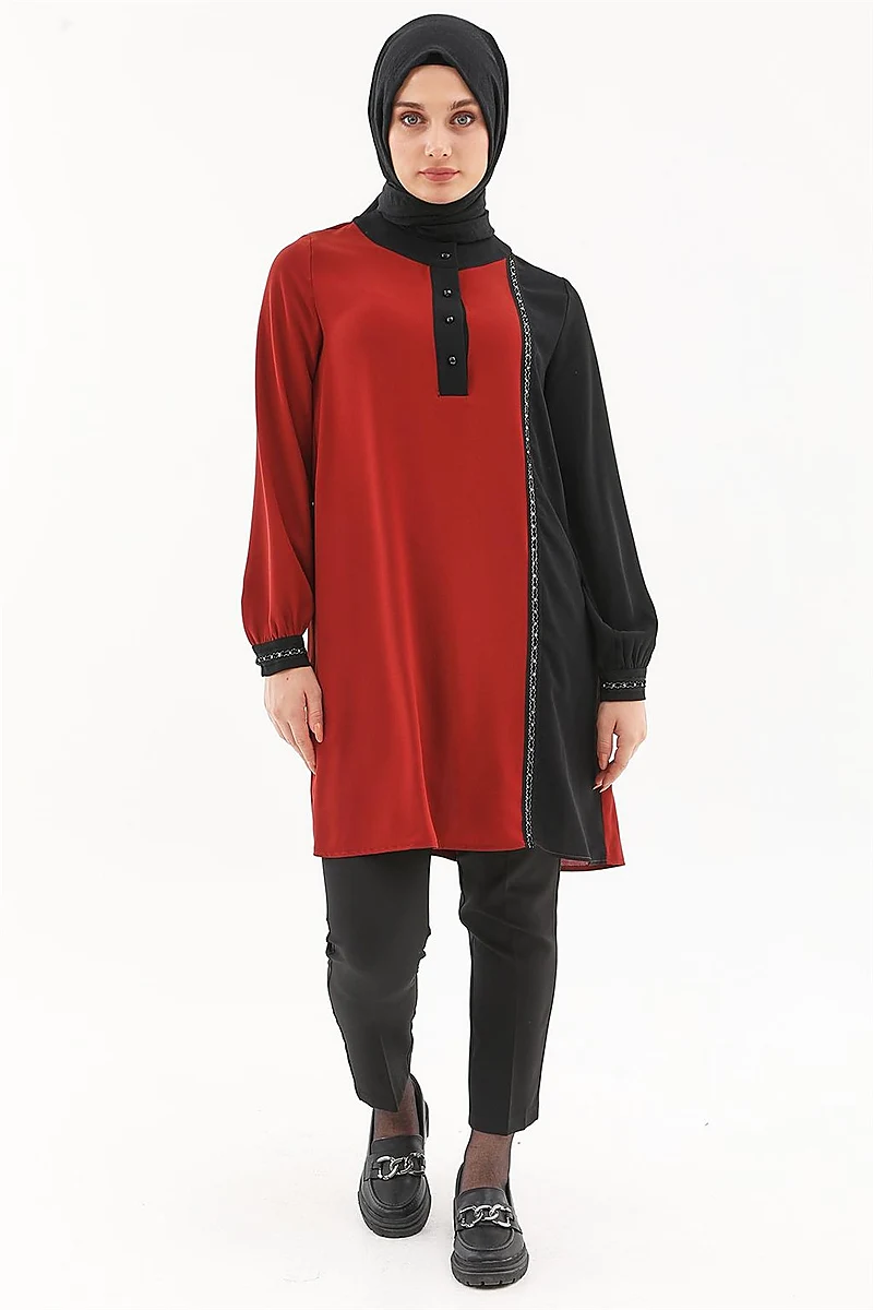 Embroidered Elegant Tunic Terracotta