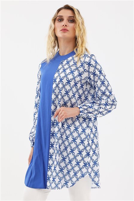 Desenli Tunik Saks