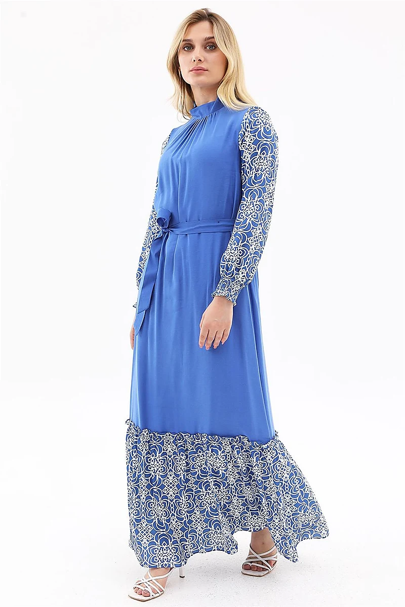 Fabric Trimmed Maxi Dress Royal Blue