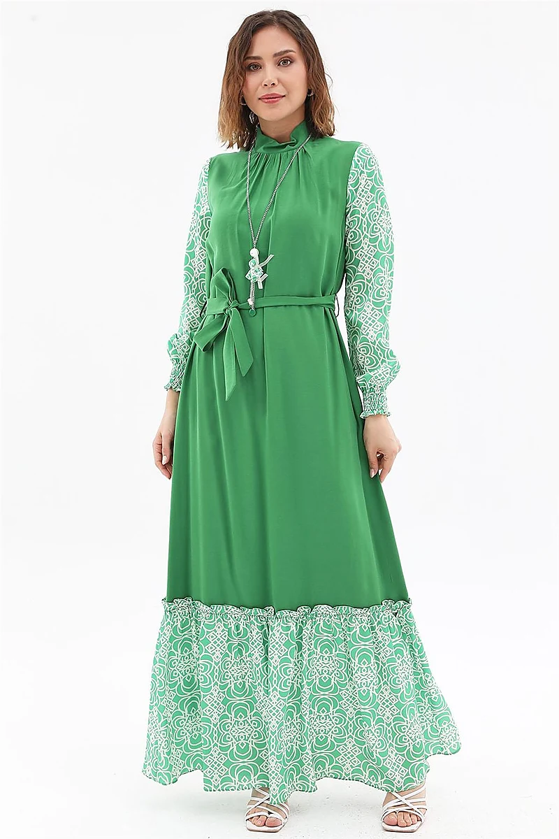 Fabric Trimmed Maxi Dress Green