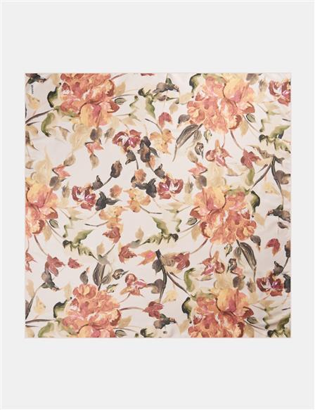 Floral Desenli Eşarp Küf Yeşili 