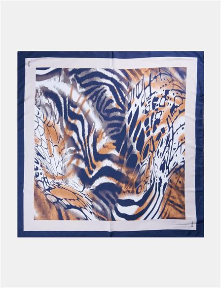 Leopard Print Scarf Navy