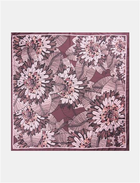 Floral Pattern Scarf Brown