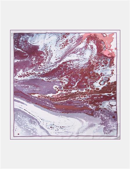 Dark Brown Ebru Pattern Scarf