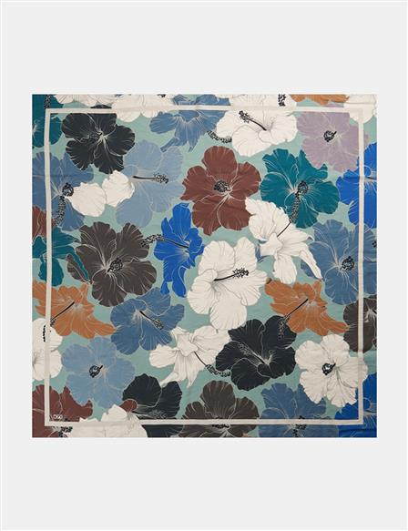 Floral Print Viscose Scarf Mint