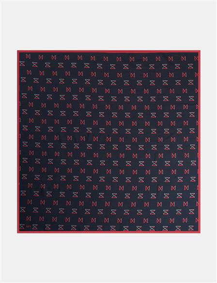 Patterned Viscose Scarf Black-Red