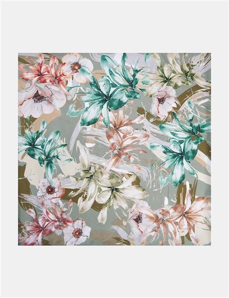 Floral Patterned Viscose Scarf Mint