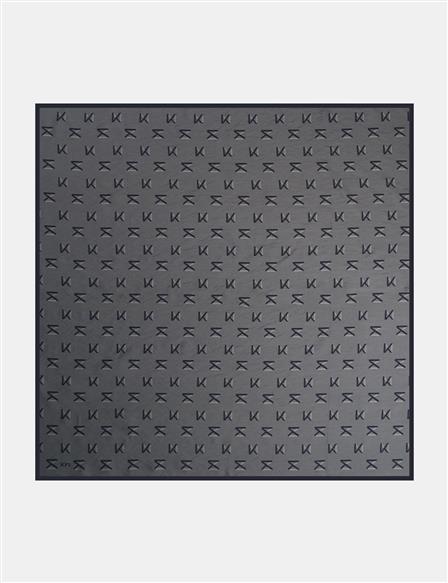 Patterned Viscose Scarf Smoke