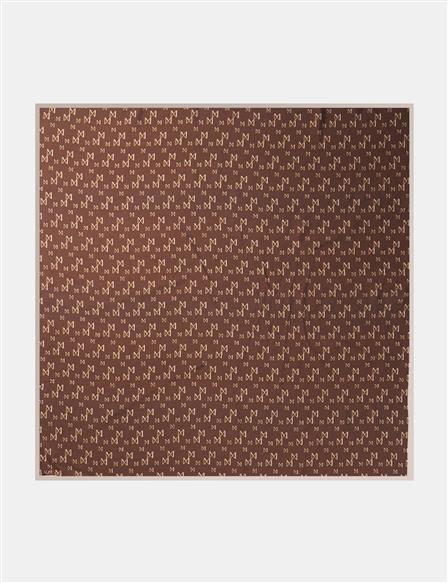 Cross Patterned Viscose Scarf Dark Brown