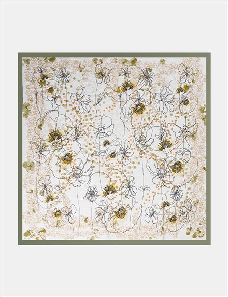 Abstract Pattern Viscose Scarf Khaki