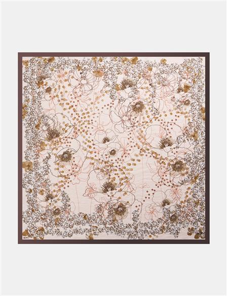 Abstract Pattern Viscose Scarf Brown