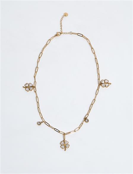 Clover Figurine Necklace Gold